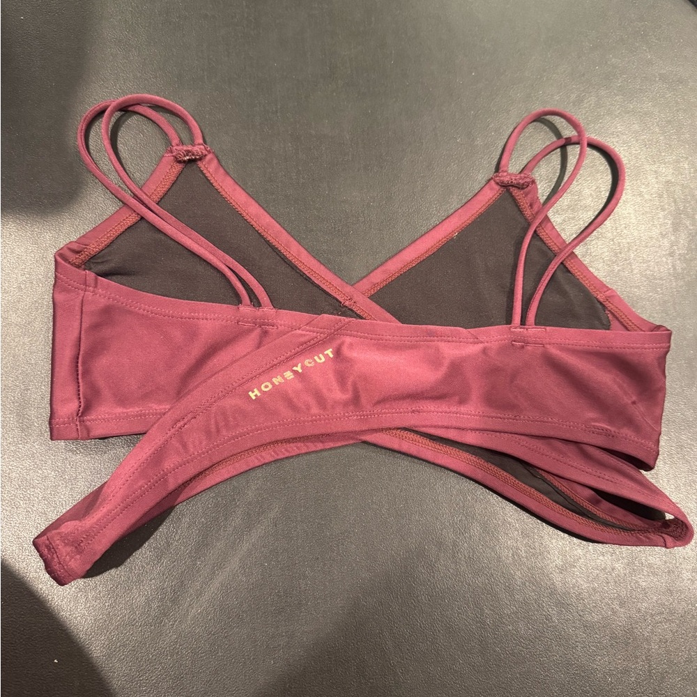 Red cross bra honeycut NWOT